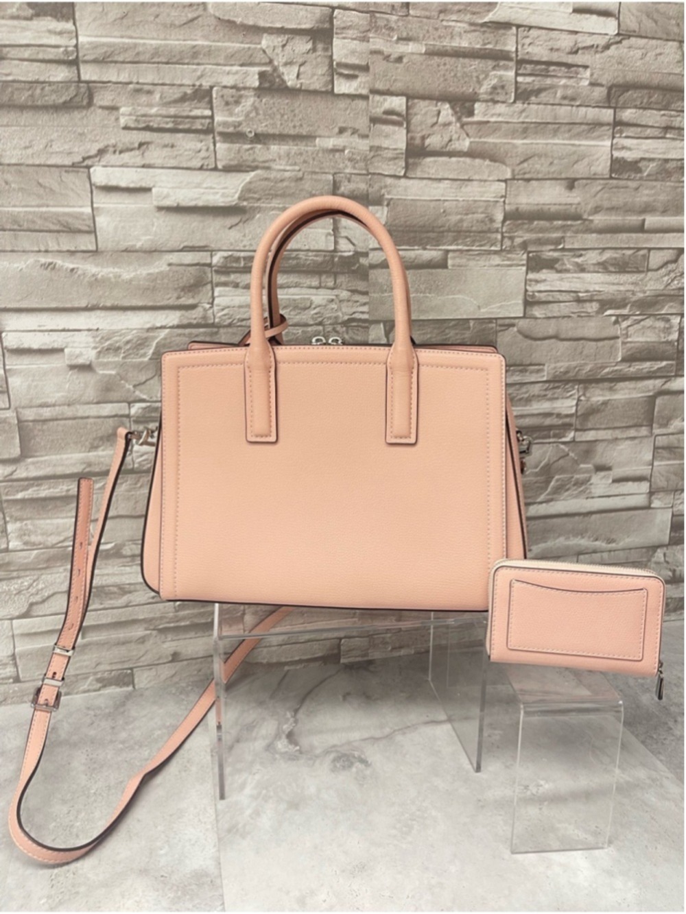 Michael Kors Laila Medium Leather Satchel & Matching Wallet Smoky Rose Pink - Picture 4 of 11